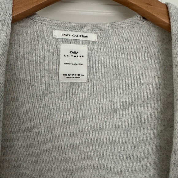 Zara girls fancy collection thin knit open long cardigan sweater size 13 14 - Picture 3 of 3